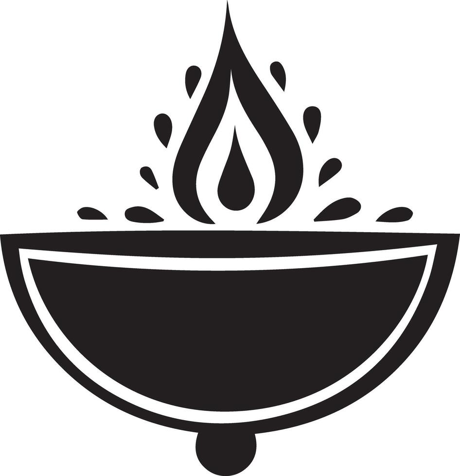 Black And White Diya Vector Image