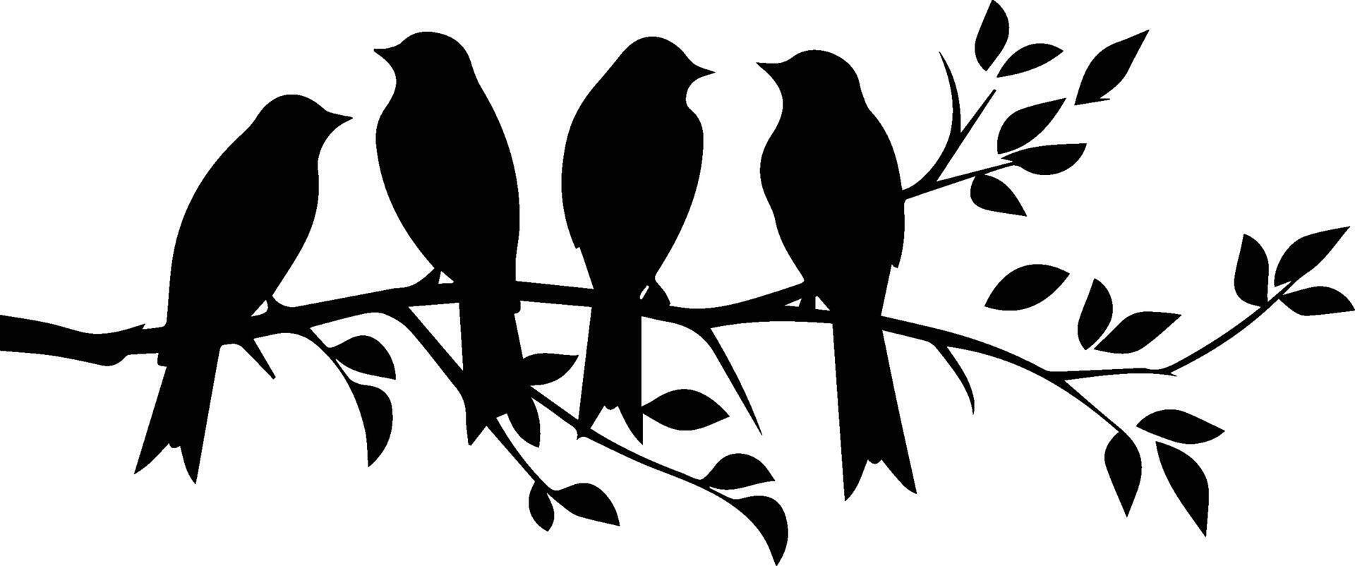 Silhouette Tree Branch Bird Vector Stock Image