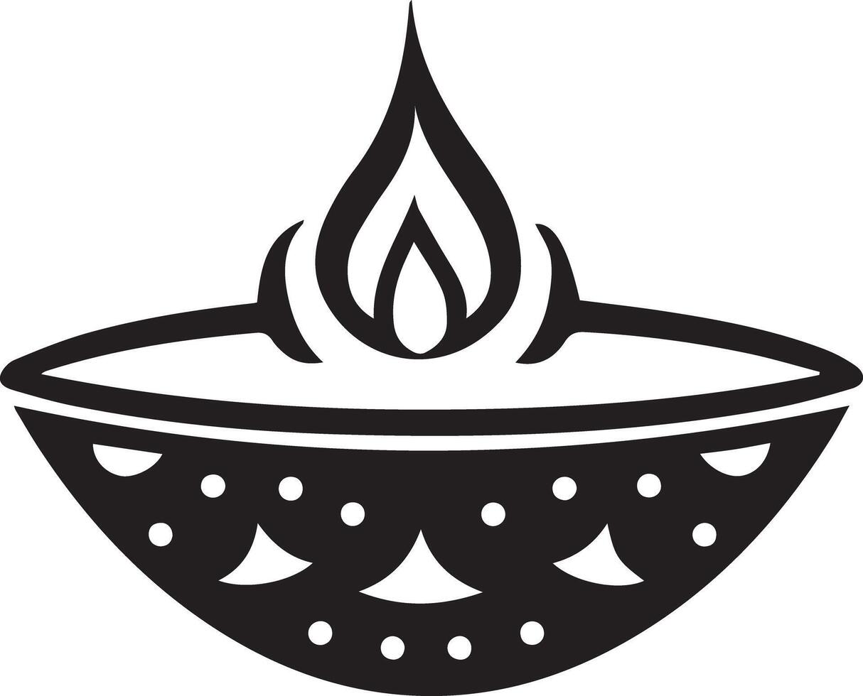 Black And White Diya Vector Image