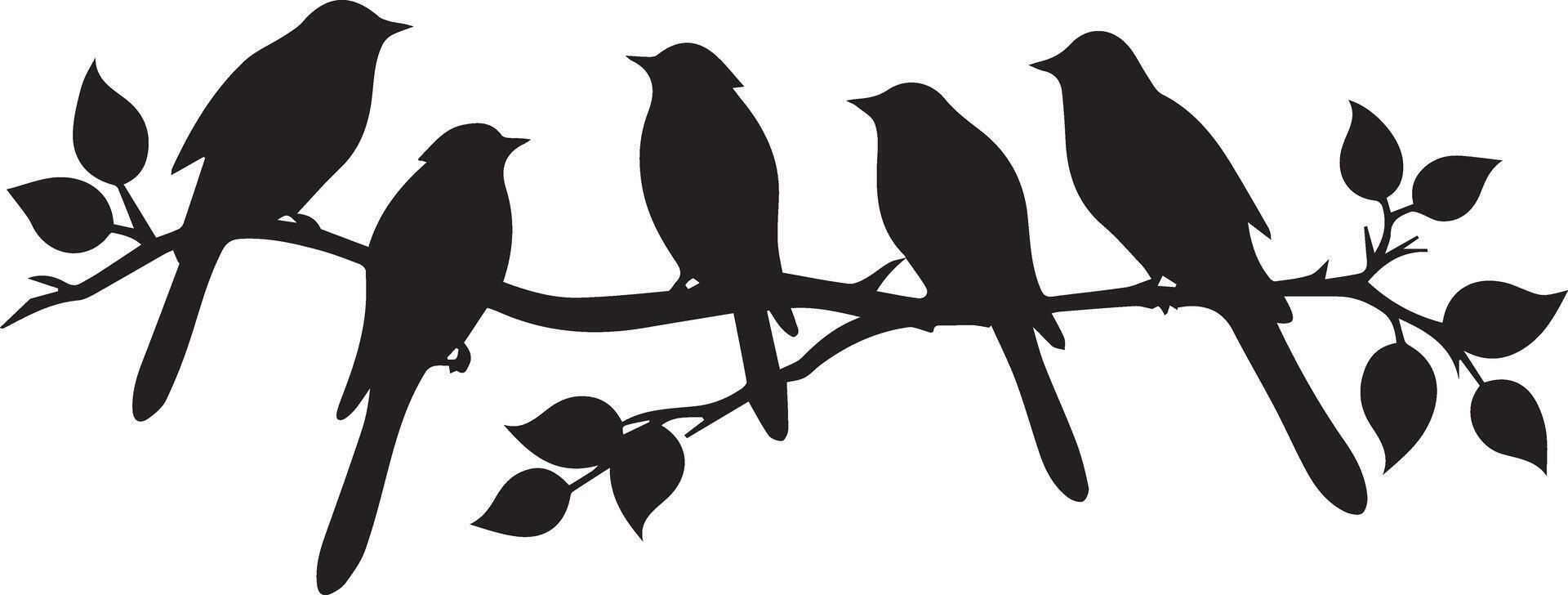 silueta árbol rama pájaro vector valores imagen