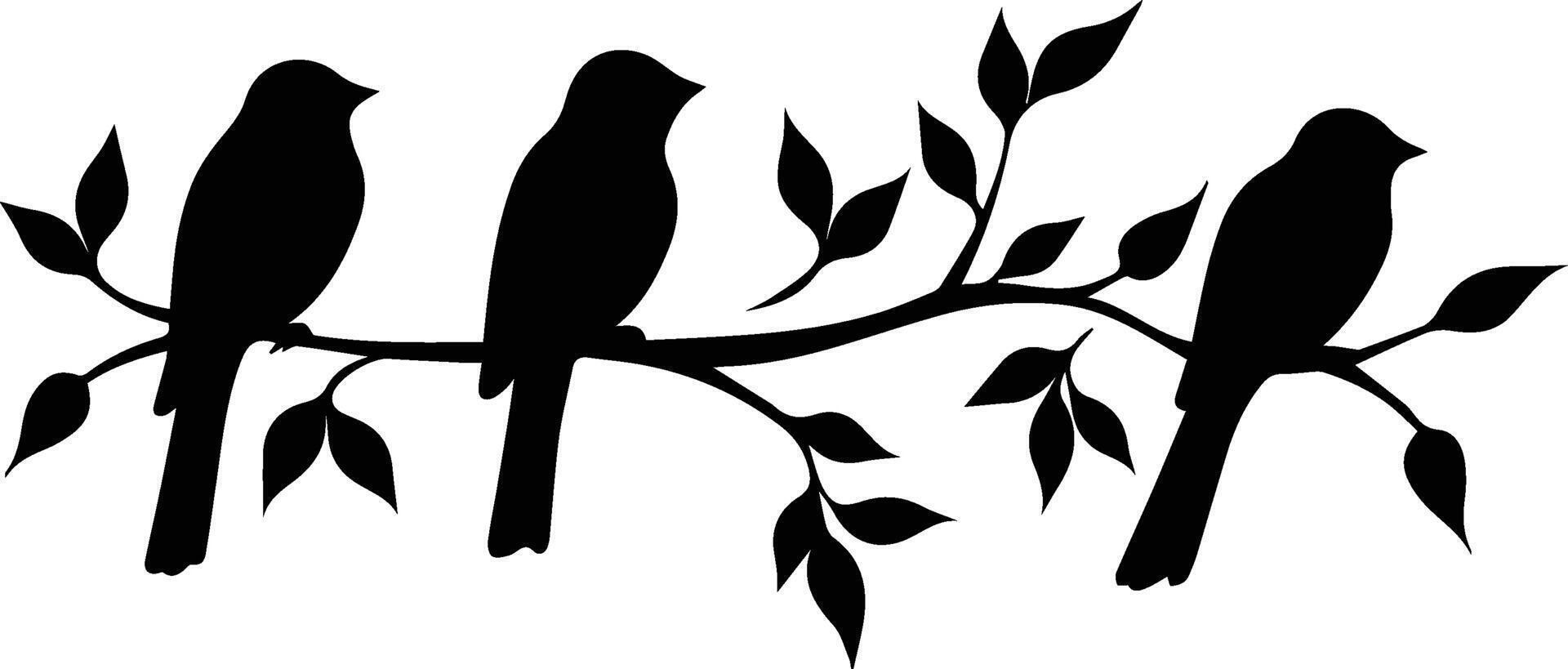 Silhouette Tree Branch Bird Vector Stock Image