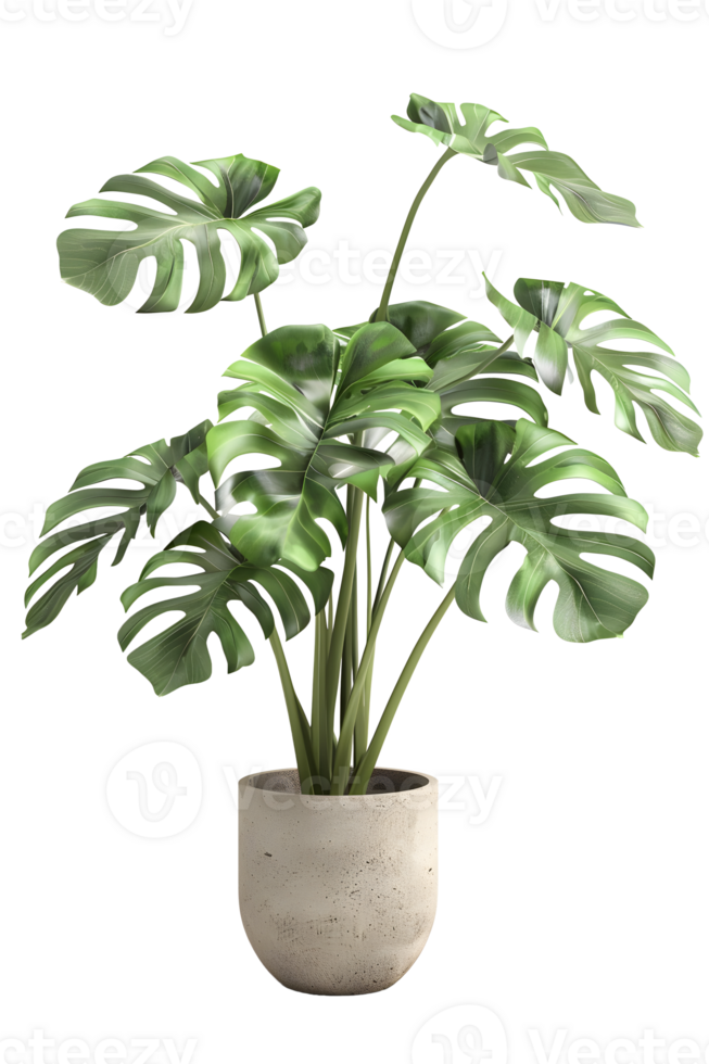 AI generated Monstera plant in pot isolated on transparent background png