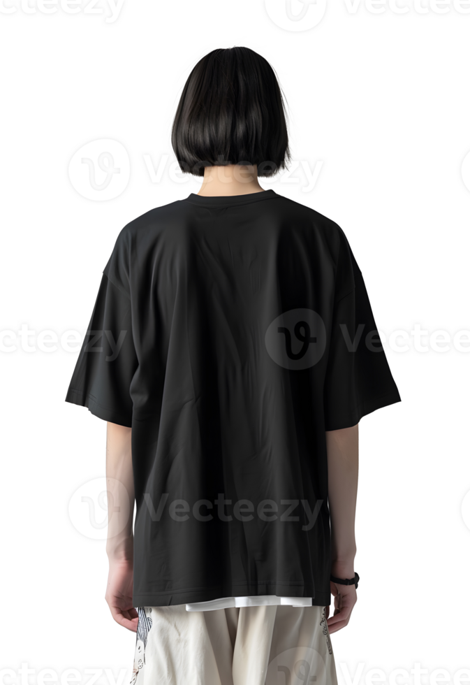 AI generated back view black tshirt mockup png