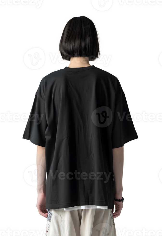 AI generated back view black tshirt mockup png