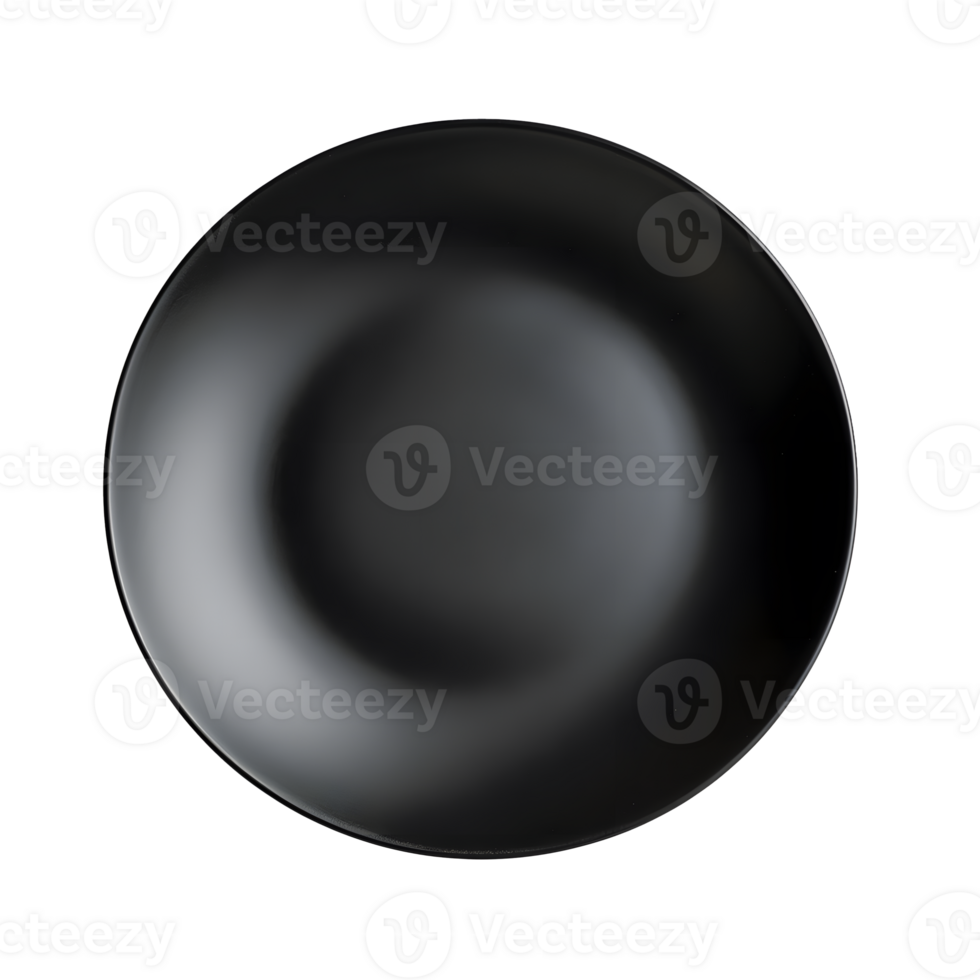 AI generated Black round plate isolated on transparent background png