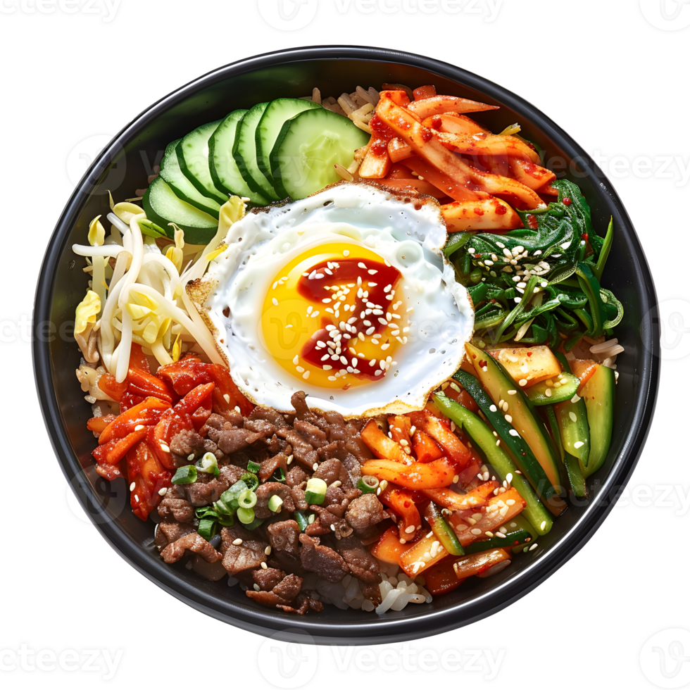 ai genererad bibimbap, japansk mat på en transparent bakgrund png