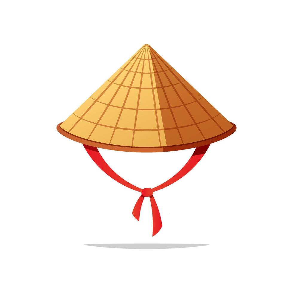 Asian conical hat vector isolated on white background.