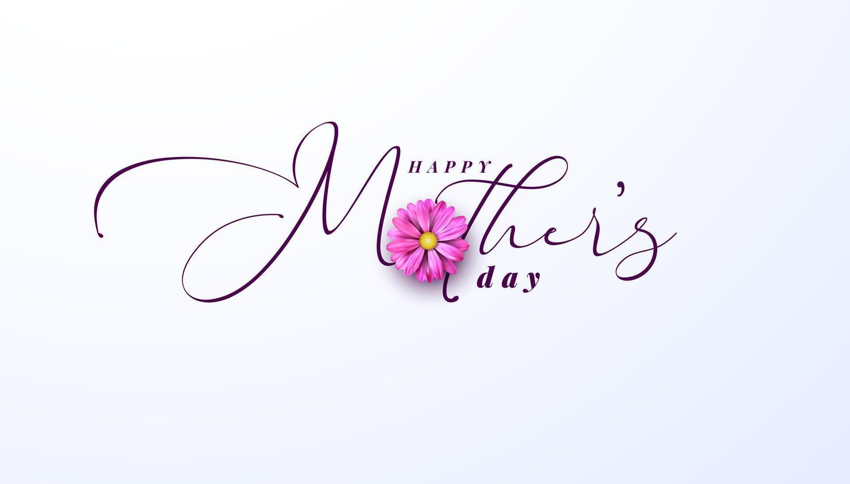 Mother's Day Postcard Design with Spring Flower and Typography Letter on White Background. Happy Mother Day Vector Celebration Design for Postcard, Greeting Card, Flyer, Invitation, Brochure, Poster.