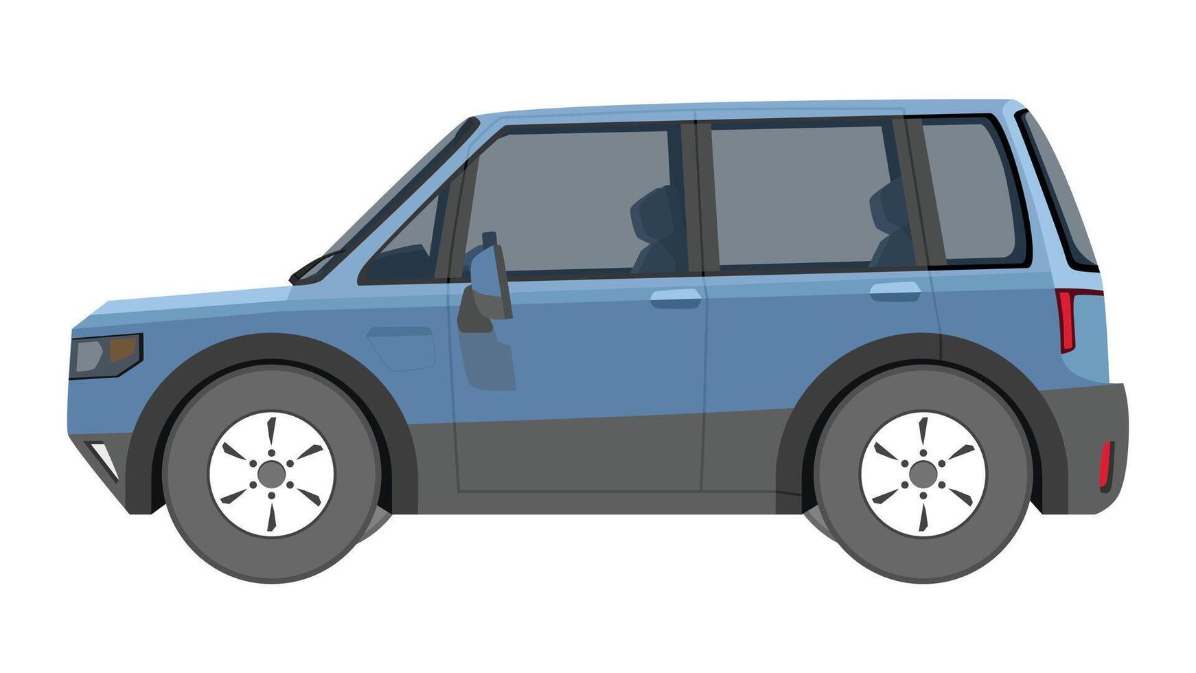 Cartoon vector or illustration of transport electric vehicles car SUV blue color. Can see inside no driving. Isolated on white background.