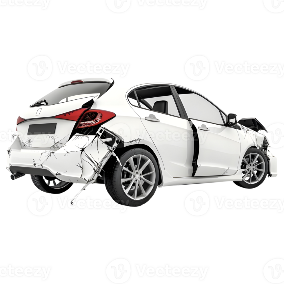 AI generated Damage Accidental Car on Transparent background - Ai Generated png