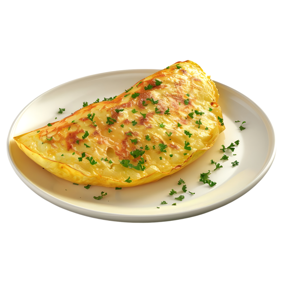 AI generated 3D Rendering of a Omelet Egg in a Plate on Transparent Background - Ai Generated png
