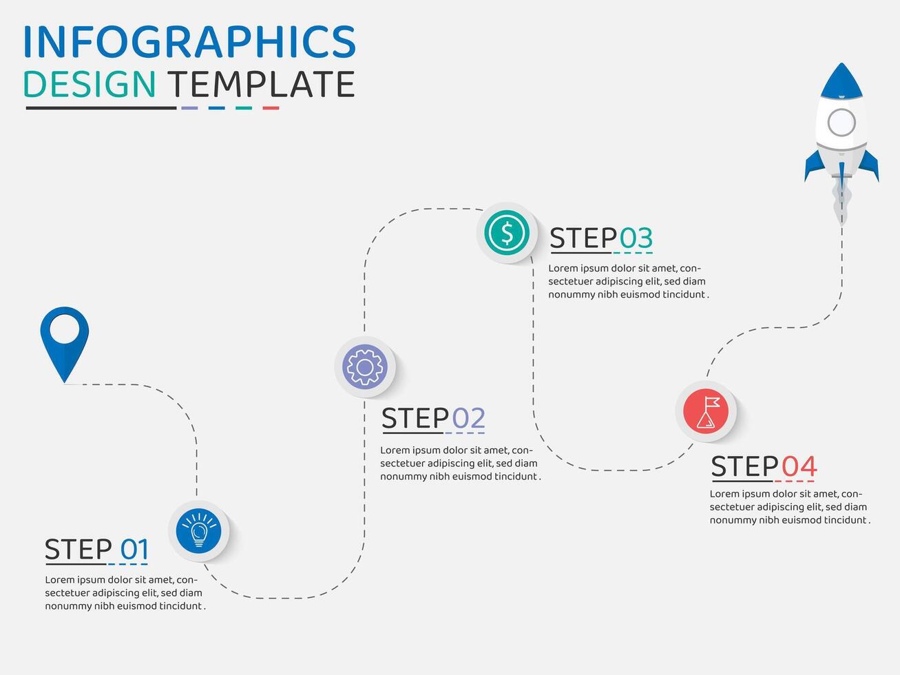 Timeline infographic template. 4 Step timeline journey, calendar Flat simple infographics design template. presentation graph. Business concept with 4 options, vector illustration.