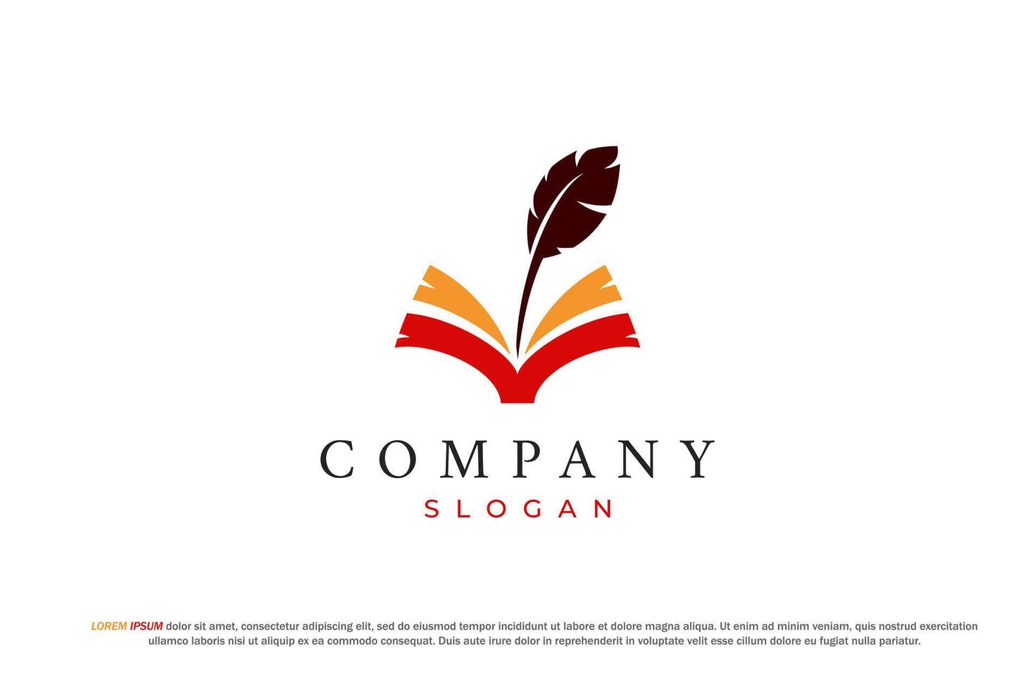 logo book and quill feather knowledge education vector