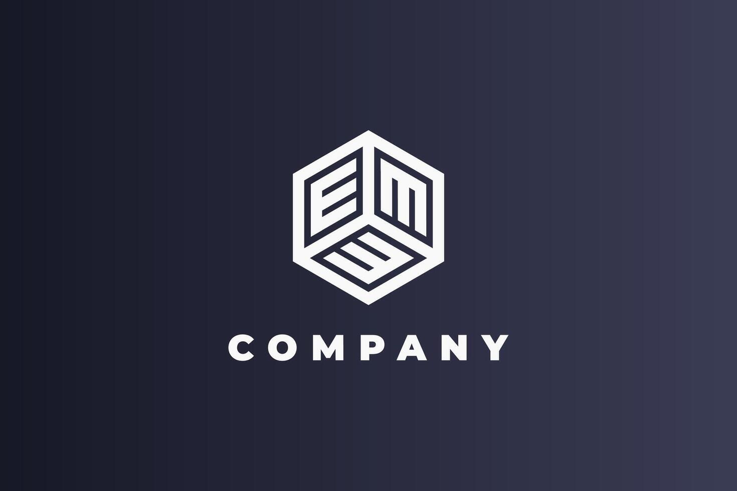 hexagon letter e triple logo vector