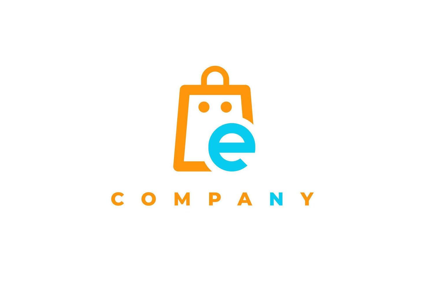 logo shopping bag letter e shop commerce vector