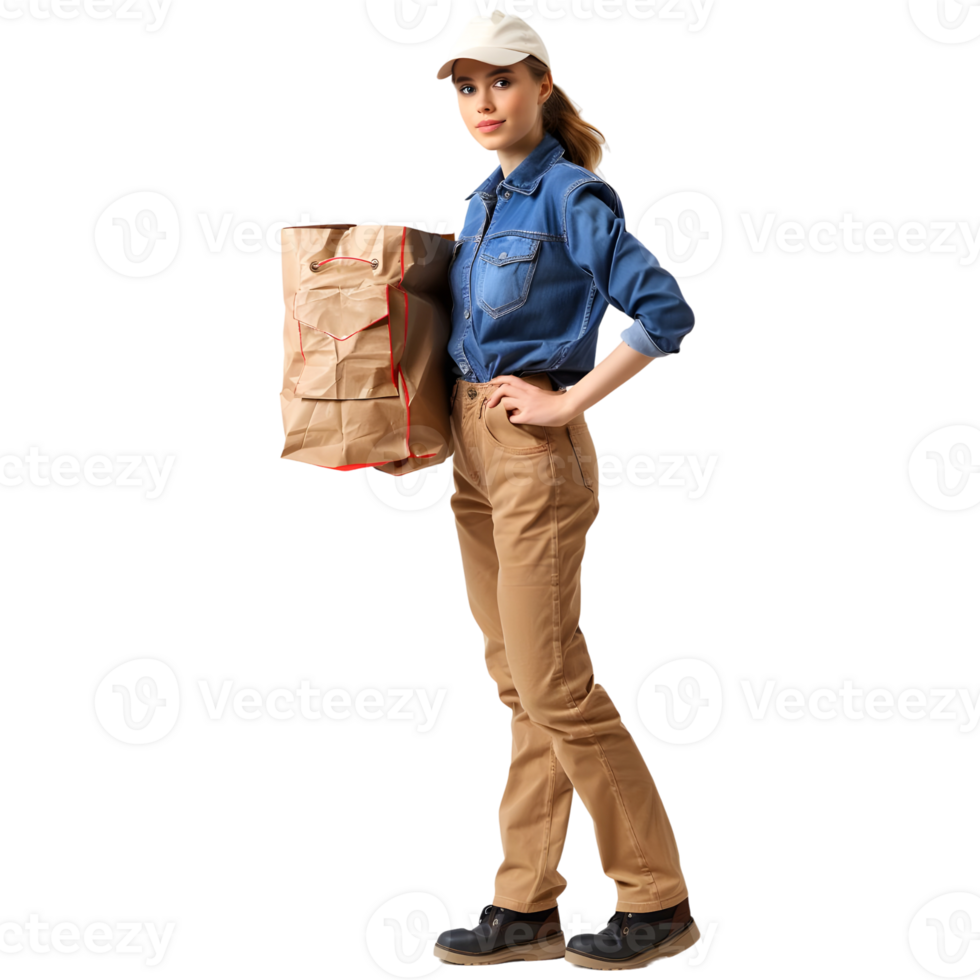 AI generated Delivery Girl or Woman on Transparent background - Ai Generated png