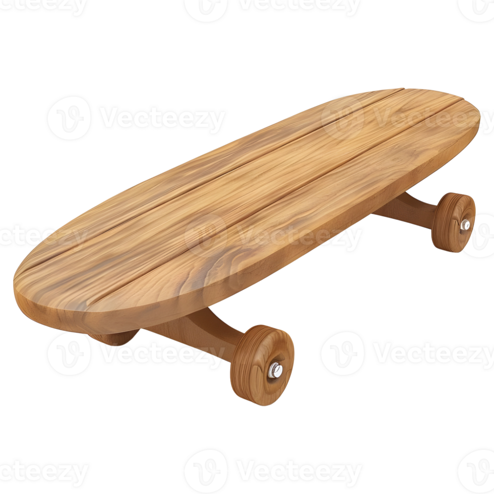 ai gegenereerd 3d renderen van een houten skateboard Aan transparant achtergrond - ai gegenereerd png