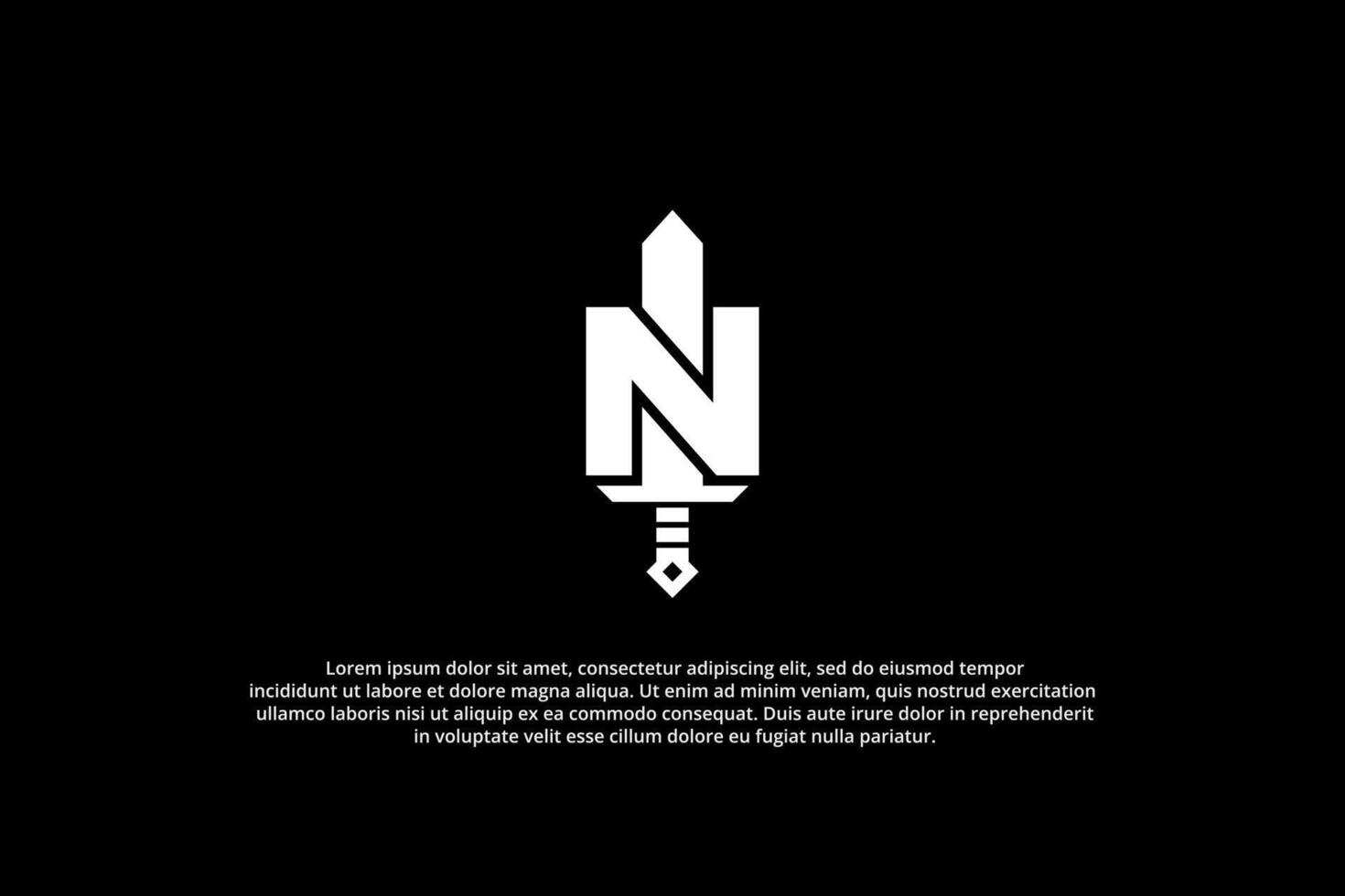 letter n sword monogram logo vector