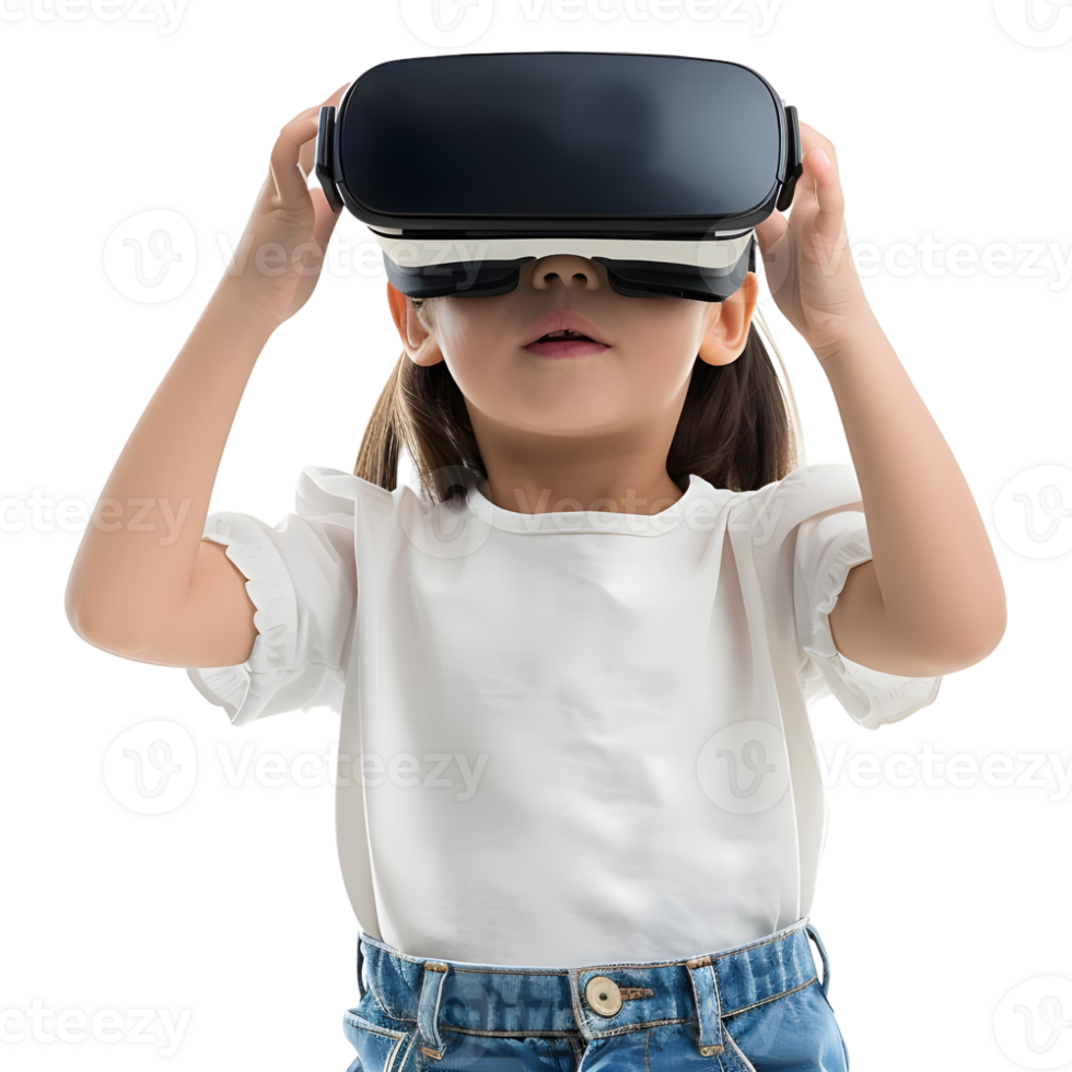 AI generated Young Woman Wearing Virtual Realty Glasses on Transparent background - Ai Generated png