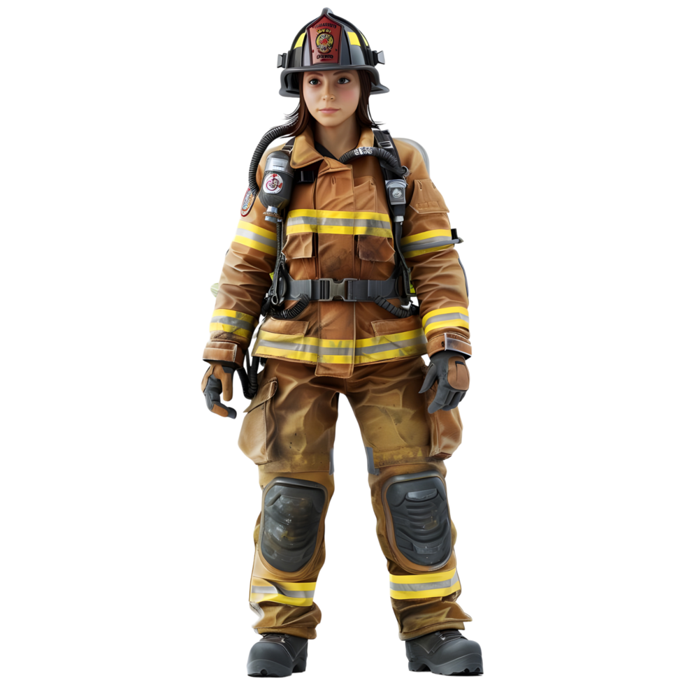 AI generated Female Firefighter on Transparent background - Ai Generated png