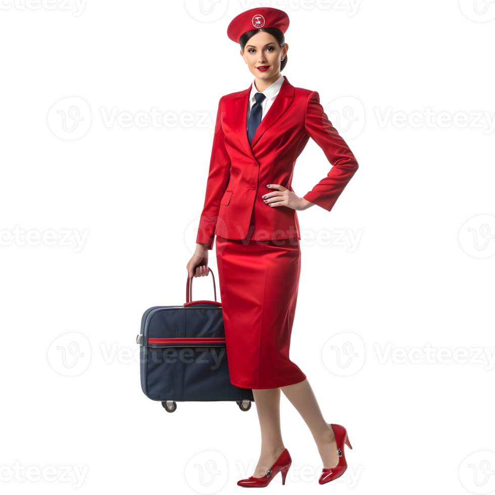 AI generated Female Airhostess or Stewardess on Transparent background - Ai Generated png