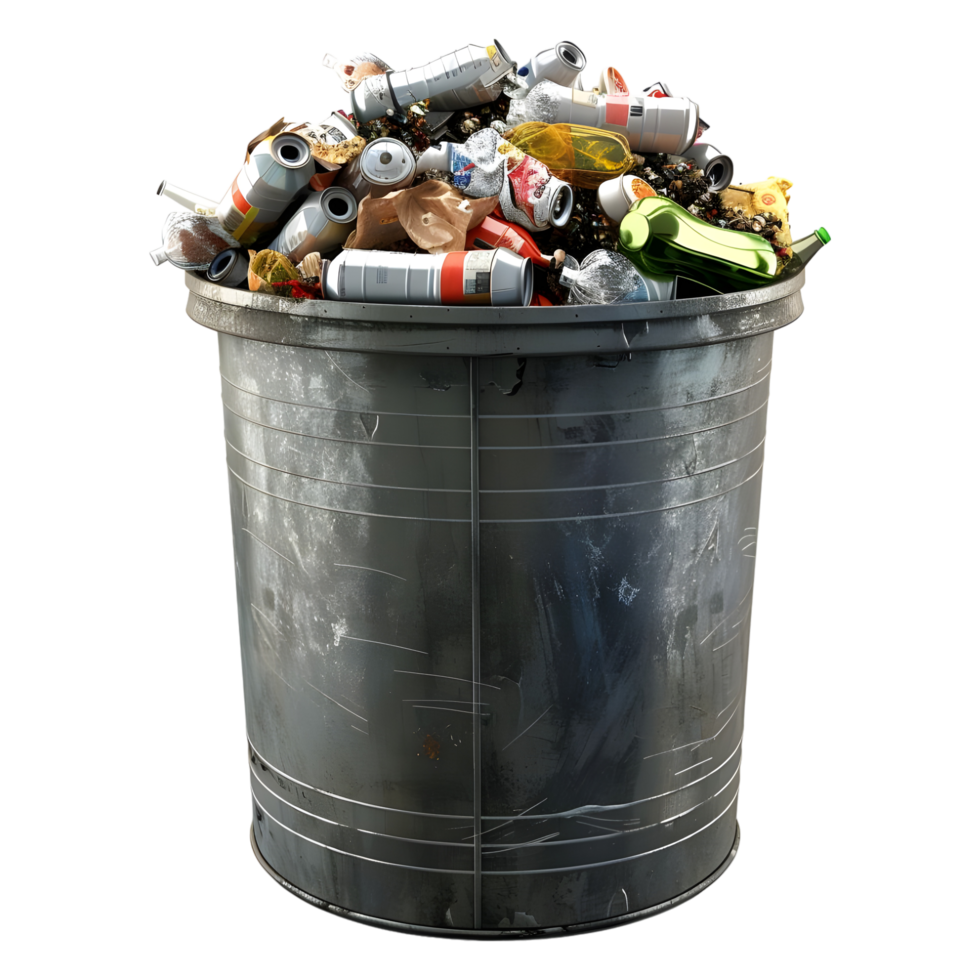 AI generated Garbage Basket Full of Garbage on Transparent background - Ai Generated png