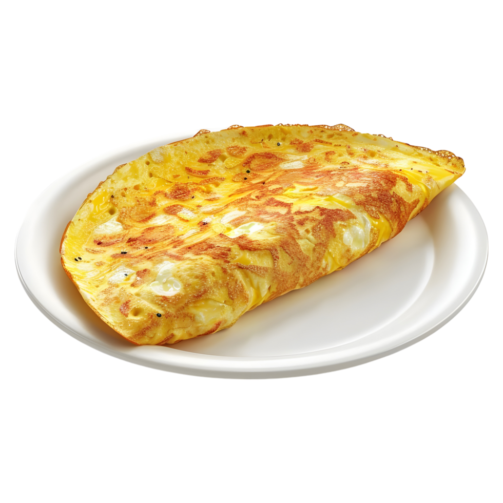AI generated 3D Rendering of a Omelet Egg in a Plate on Transparent Background - Ai Generated png