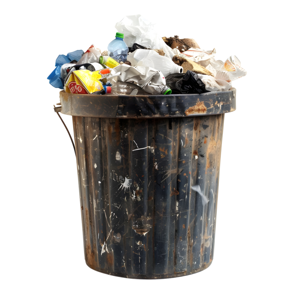 AI generated Garbage Basket Full of Garbage on Transparent background - Ai Generated png