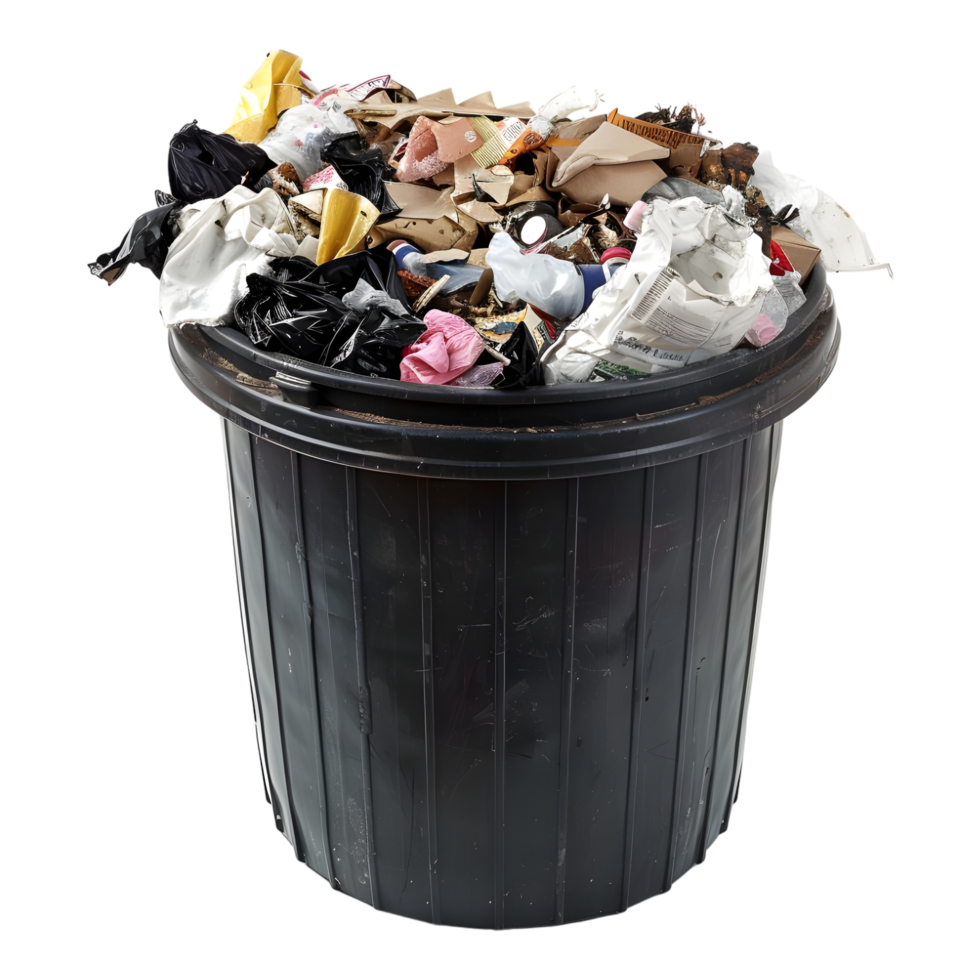 AI generated Garbage Basket Full of Garbage on Transparent background - Ai Generated png
