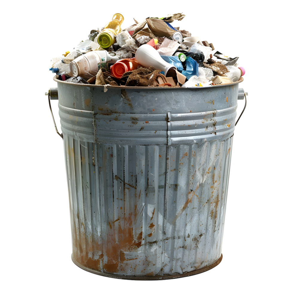 AI generated Garbage Basket Full of Garbage on Transparent background - Ai Generated png