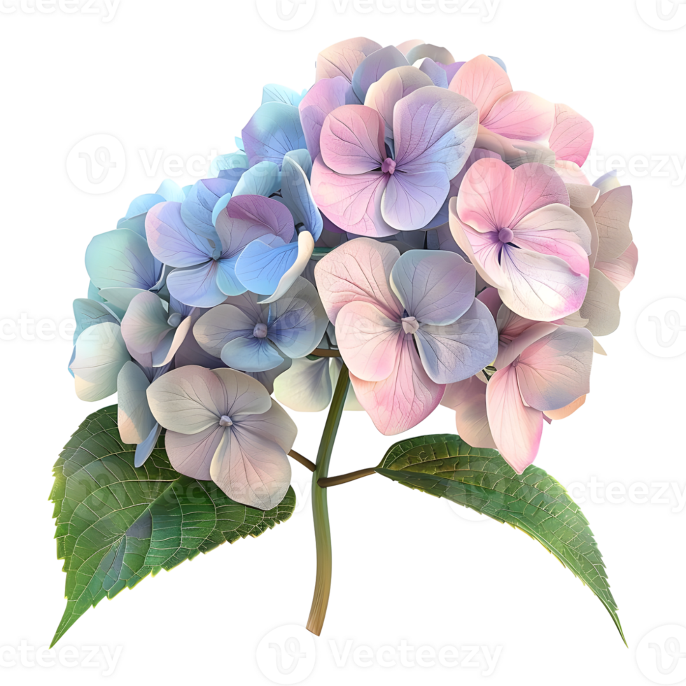 AI generated 3D Rendering of a Hydrangea Flower on Transparent Background - Ai Generated png