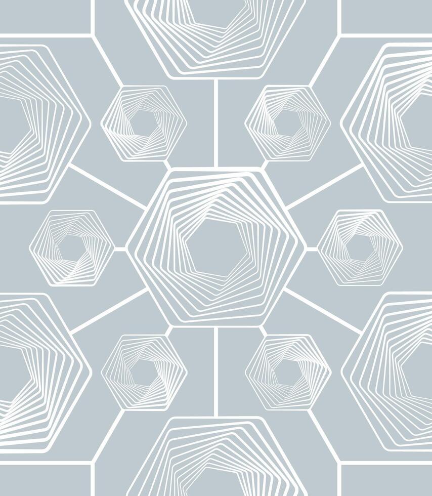 Abstract white line pattern polygon geometric seamless gray background. vector