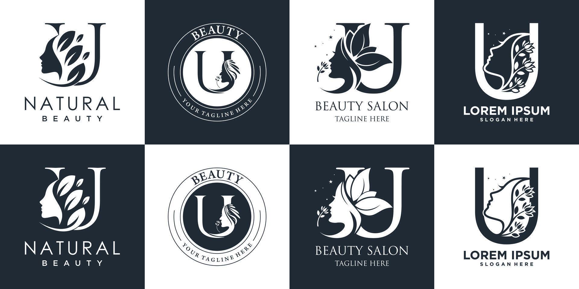 letter logo u design collection with nature beauty concept premium vector