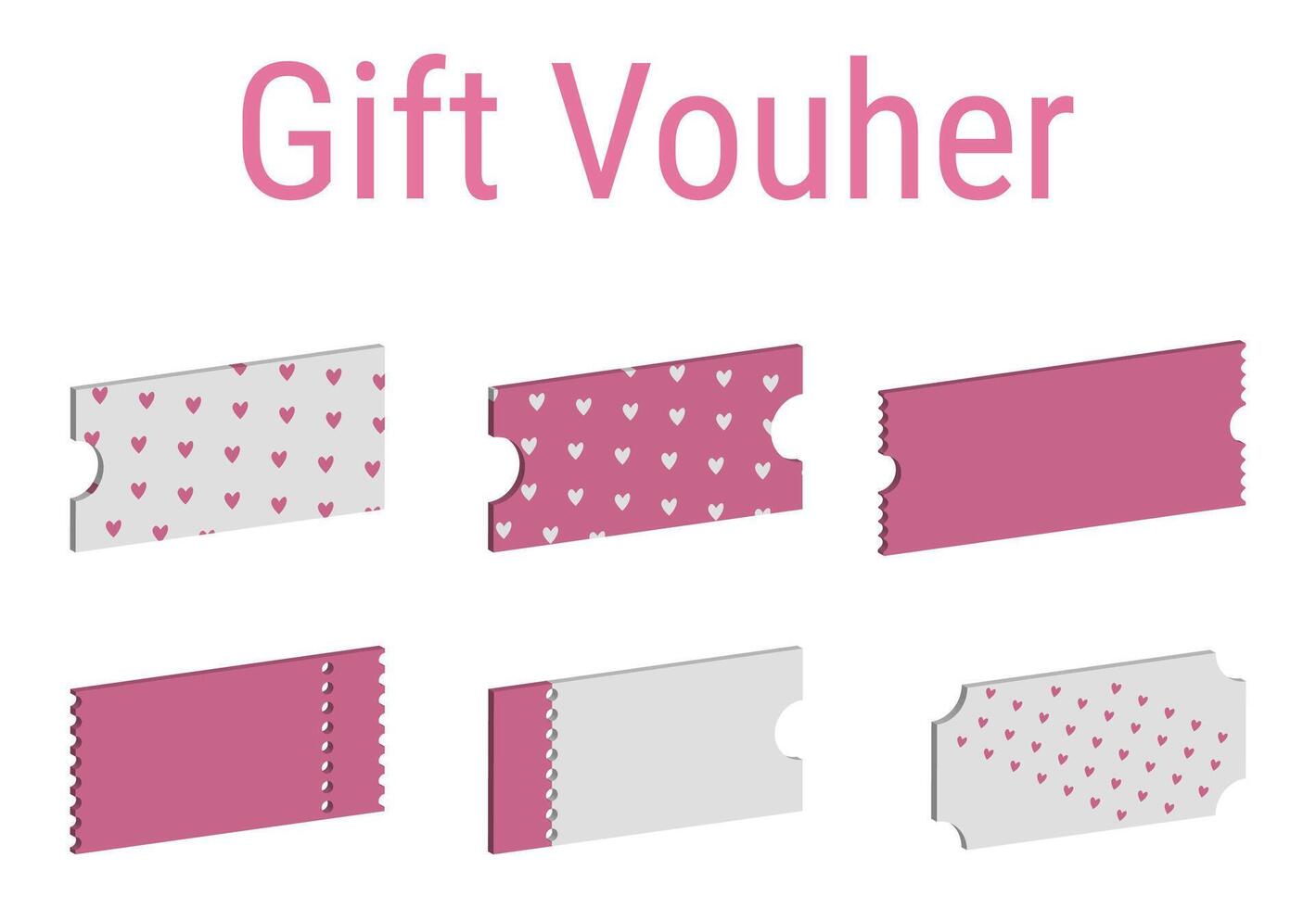 set pink vouchers, 3d discount coupons. vector illustration