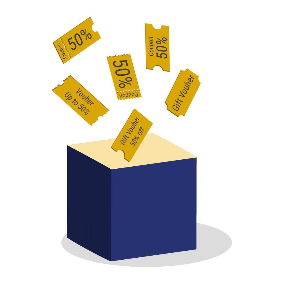 gift box with discount coupons. vector illustration