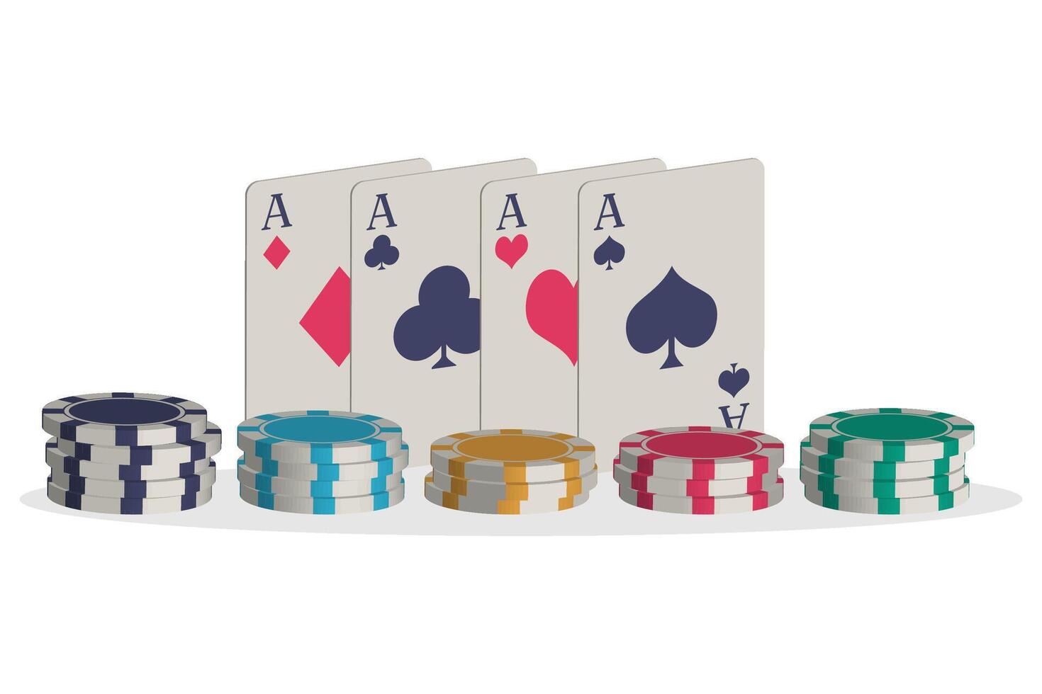 poker chips and playing cards on a transparent background vector illustration. gambling and casinos.