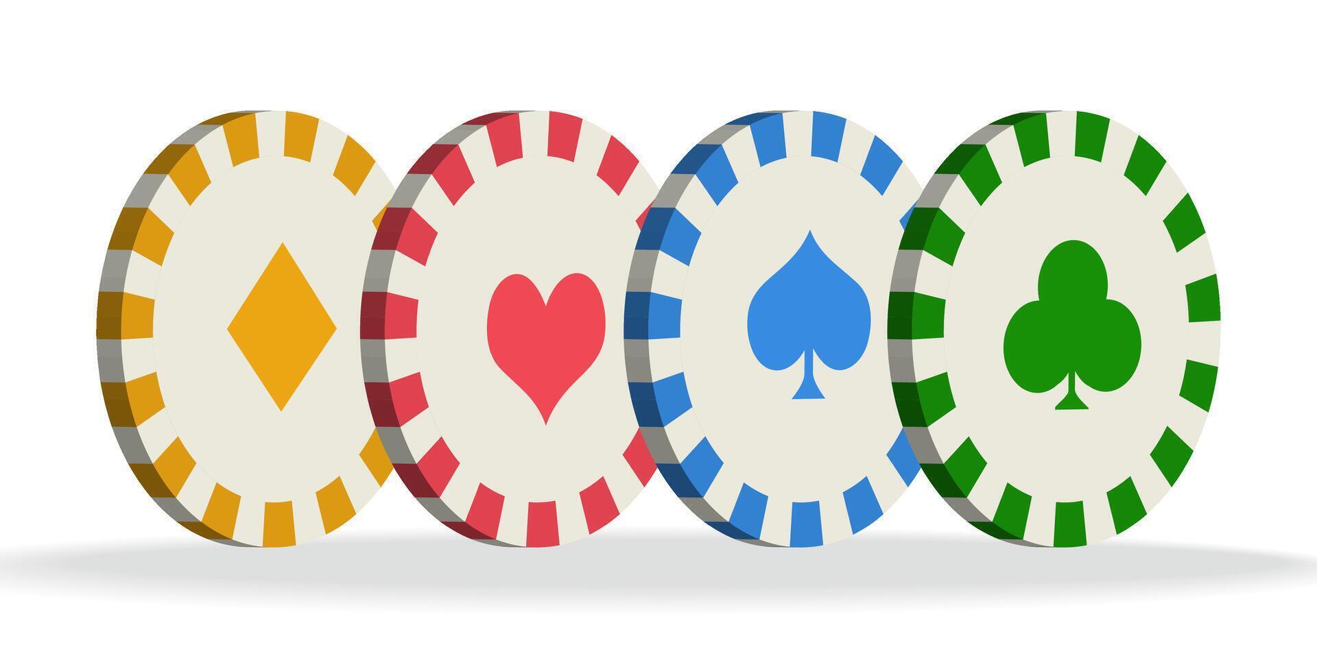 3D game chips on white background. vector illustration. gambling and casinos