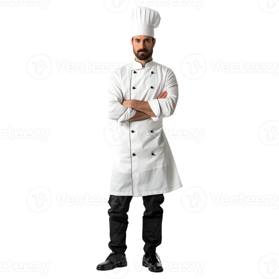 AI generated Male Senior Chef Standing on Transparent background - Ai Generated png