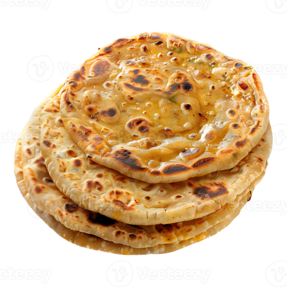 AI generated 3D Rendering of a Malabari, Roti, Naan, Paratha, Chapati on Transparent Background - Ai Generated png