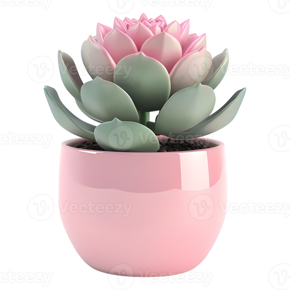 AI generated 3D Rendering of a Pink Flowers in a pot on Transparent Background - Ai Generated png