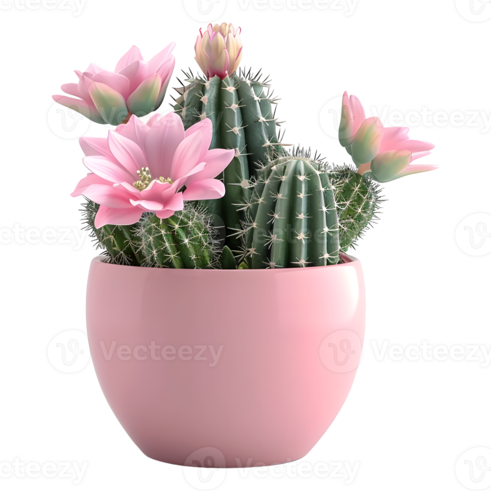 AI generated 3D Rendering of a Pink Flowers in a pot on Transparent Background - Ai Generated png