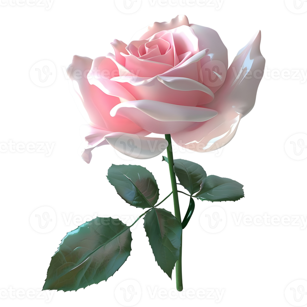 AI generated 3D Rendering of a Mint Rose or Pink Color Flower on Transparent Background - Ai Generated png