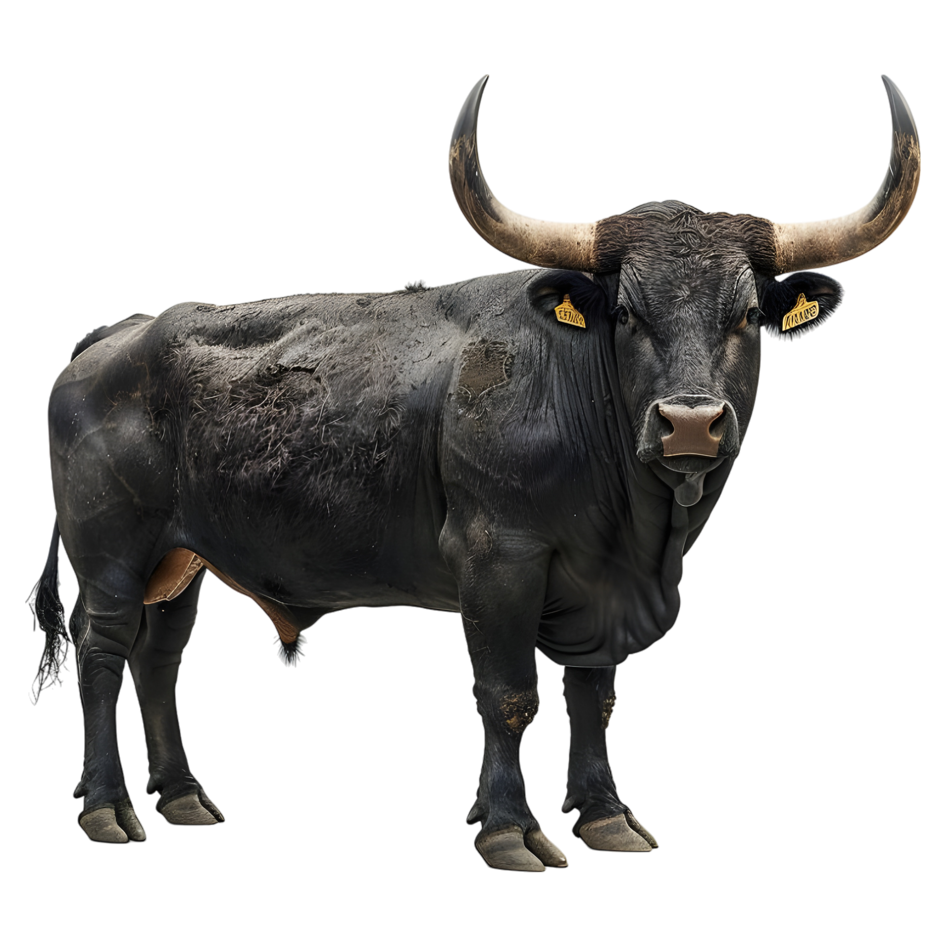 AI generated Spanish Black Bull on Transparent background - Ai