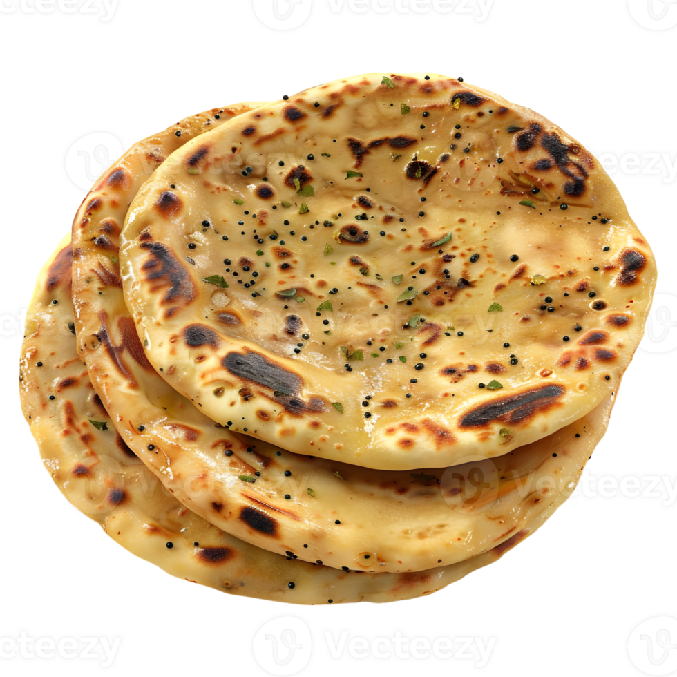 AI generated 3D Rendering of a Malabari, Roti, Naan, Paratha, Chapati on Transparent Background - Ai Generated png
