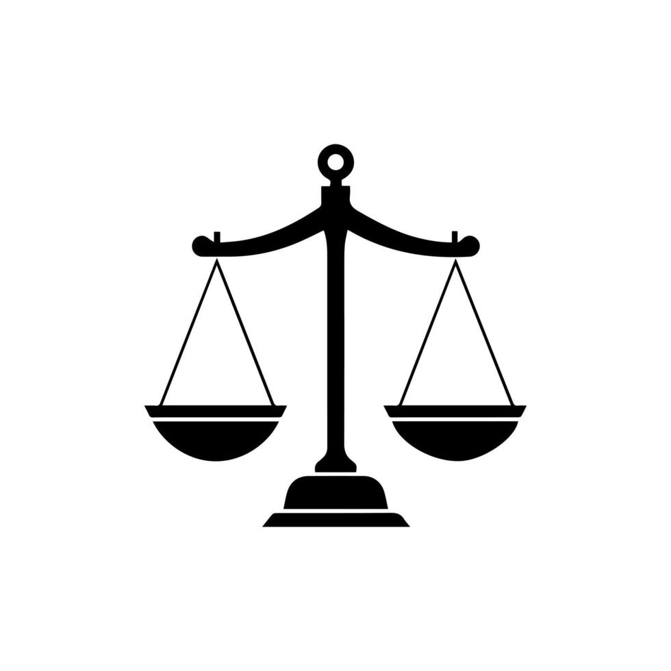 equilibrar icono. ley y justicia tema. negro diseño. vector ilustración