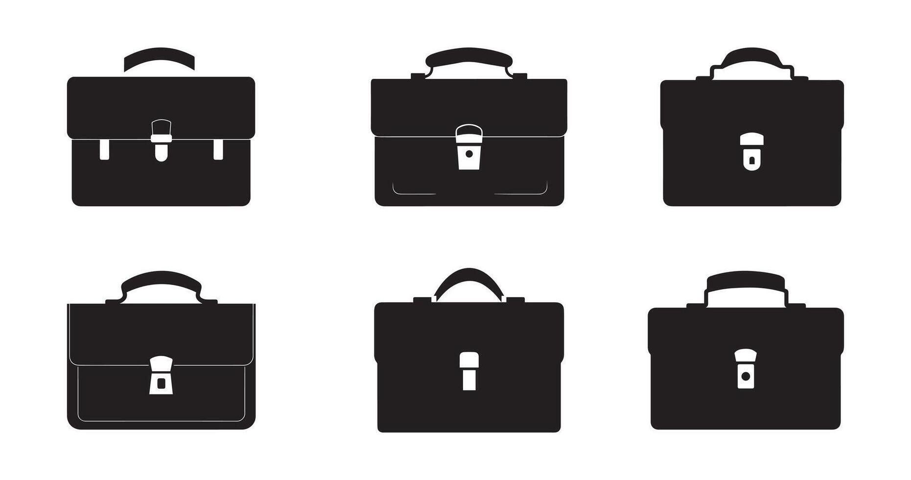 Briefcase icon set. Black icons set on white background. Vector illustration