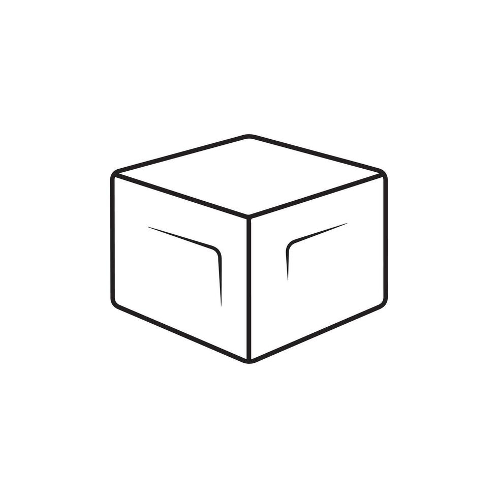 Box icon. Outline icon on white background. Vector illustration