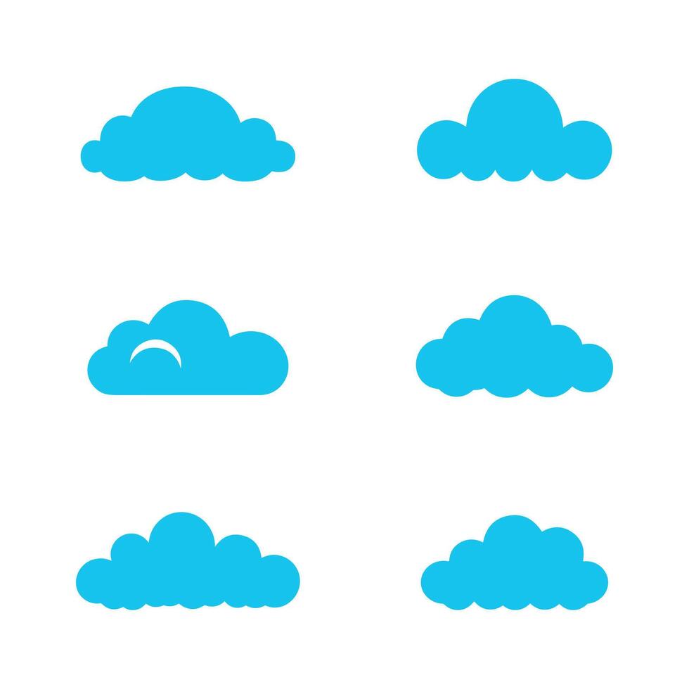 Cloud icon set. Cloud flat icon set on white background. Vector illustration