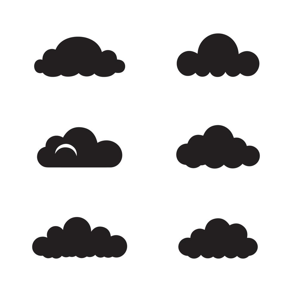 Cloud icon set. Cloud black icon set on white background. Vector illustration