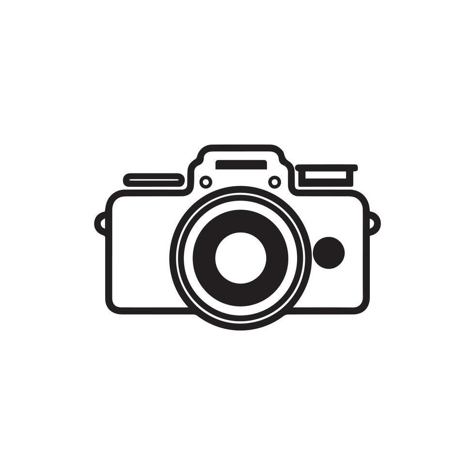 Camera icon. Black camera icon on white background. Vector illustration